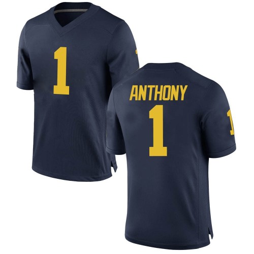 Andrel Anthony Michigan Wolverines Men's NCAA #1 Navy Replica Brand Jordan College Stitched Football Jersey JZT1554UH